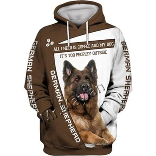 Unisex 3D German Shepherd Graphic Hoodie Harajuku Hoodie Alt Clothing Animal Crossing Streetwear Oversized Hoodie Pullover QW-17