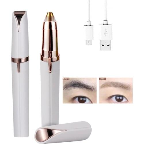 USB Electric Eyebrow Hair Trimmer Makeup Painless Eye Brow Epilator Mini Shaver Razors Portable Facial Hair Remover for Women