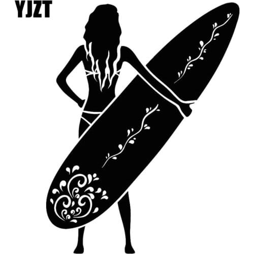 YJZT 13.5CM*17.5CM Surfing Water Sport Vinyl Car-Styling Car Accessories Stickers Black/Silver C31-0212