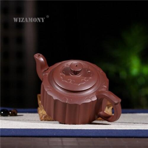 WIZAMONY Redware Teapot Wholesale Authentic Yixing Ore Jujube Red Mud Hand Reinforcement Disk Teapot Kung Fu Tea Boutique