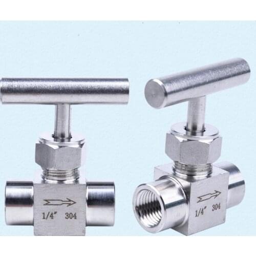 1/8" 1/4" 1/2" 3/8" BSP Female Thread 304 Stainless Steel High Pressure Shut Off Needle Valve 2 Way Pipe Fitting