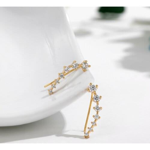 New Trendy Clear CZ Zircon Charm Clip On Earrings For Women Gold Silver Color Crystal No Piercing Ear Climber Wedding Jewelry