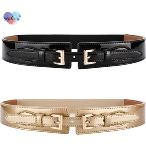 Nuleez Shining Patent Leather Belt women Cummerbunds Fashion Design Dress Elegant Apparel Accessories