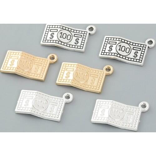 10 pieces of charm 100 US dollars money 10x19 mm US dollar pendant jewelry making lucky money DIY handmade crafts