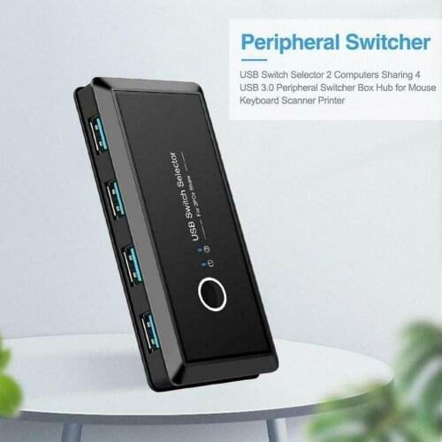 11.8x5.6x1.6cm Pure Black USB 3.0 Switch Selector 4 Port USB Sharing Switcher For PC Scanner Mouse Printer for Keyboard Monitor