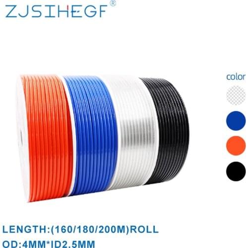 160/180/200 Meters Roll OD4mm*ID2.5mm Pu Pipe Air Tube Component Black Transport Red Blue Pneumatic Hose