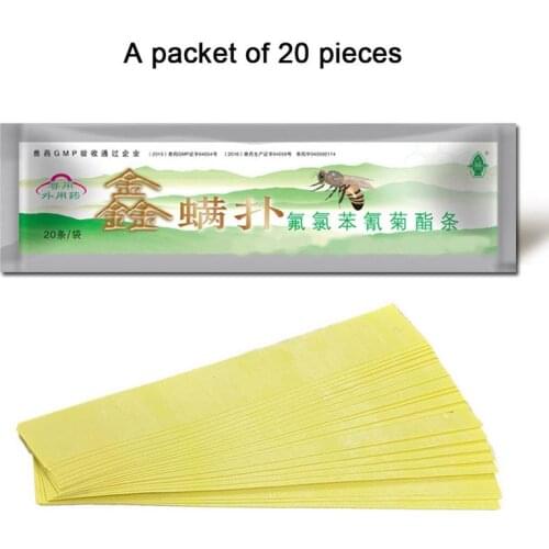 20 Pieces / Pack 20 Fluvalinate Strips Anti Insect Pest Control Device Instant Mite Killer Miticide Bee Medicine Mite Strip