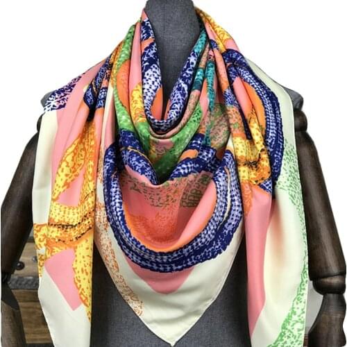 2020 Luxury Brand Bandana Foulard Hijab Gifts for Wholesale130x130cm FashionTwillSilk Scarf Women Printed Head coverSquare Shawl
