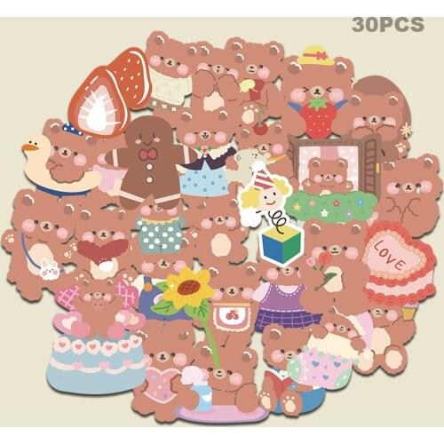 TD ZW 30Pcs Party Cake Bear Stickers For Suitcase Skateboard Laptop Luggage Fridge Phone DIY Decal Sticker