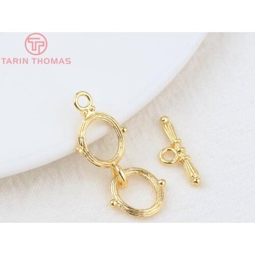 6 Sets O:12.5x29MM T:17MM 24K Gold Color Plated Brass Round Bracelet O Toggle Clasps High Quality Diy Jewelry Accessories
