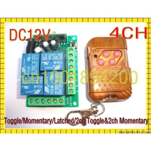4CH wireless remote control switch system 12V200M Momentary/Toggle/Latched/Toggle&Momentary Adjustable Special Price Only100 Set
