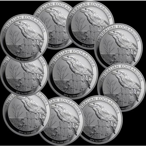5PCs/10PCs Non-Magnetic Australia 1 OZ .999 Silver Coins Kookaburra Animal Elizabeth One Troy Ounce Replica Coins Souvenir Gifts
