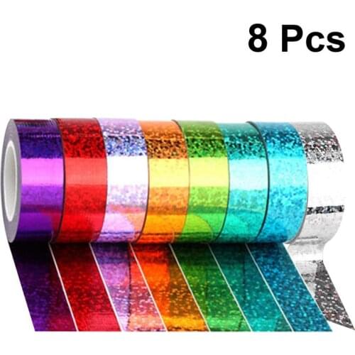 8 Rolls Shiny Tapes Gift Packing Tapes Handmade Crafts Bands DIY Scrapbook Tape Assorted Color