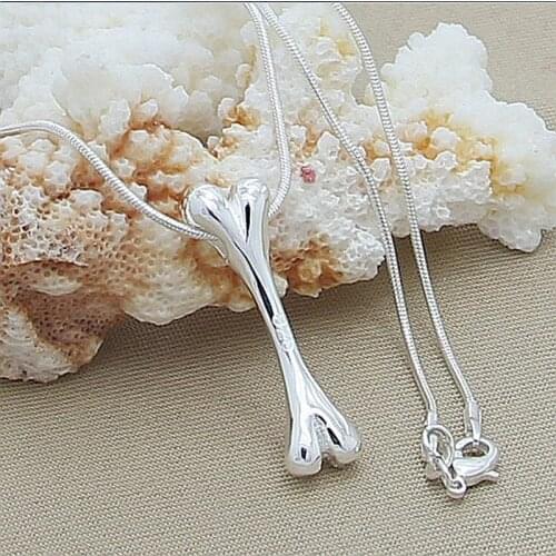 Wholesale Price 925 Sterling Silver Animal Dog Bone Pendant Necklace Women Necklace Fine Jewelry For Men