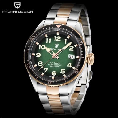 PAGANI DESIGN Mechanical Watches Men Automatic Green Waterproof Luxury Business Sports NH35A Diver Watch Clock Relogio Masculino