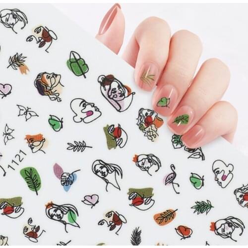 Dropshipping Abstract Design Nail Stickers Lady Face Nail Decals Sliders Paper Nail Art Decor Gel Polish Stickers for Nails