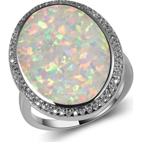 Hot Sale Exquisite White Fire Opal 925 Sterling Silver High Quantity Engagement Wedding Ring Size 5 6 7 8 9 10 11 A184