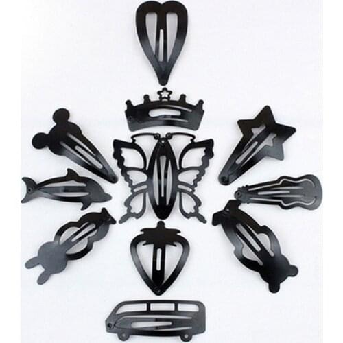 Hot Sale Trendy 4 pieces Lot Pretty Girls Metal Hairpins Snap Hair Clips Black Tic Tac Barrette Hair Pin Accessories for Women