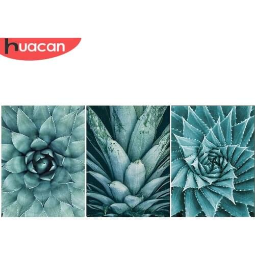 HUACAN Diamond Painting Flower Full Square Round DIY Diamond Embroidery Succulents Mosaic Rhinestone Cross Stitch Plant Wall Art