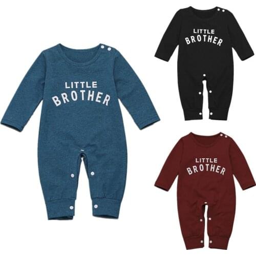 Little Brother Newborn Baby Boy Long Sleeve Cotton Romper Jumpsuit Playsuit Outfits Baby Clothes