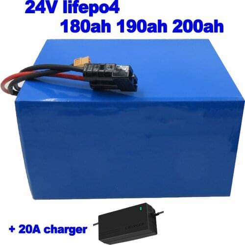 LiFePO4 LFP 24V 180ah 190ah 200ah Battery Pack for off-grid solar energy power yacht food truck caravan van rv ev + 20A charger