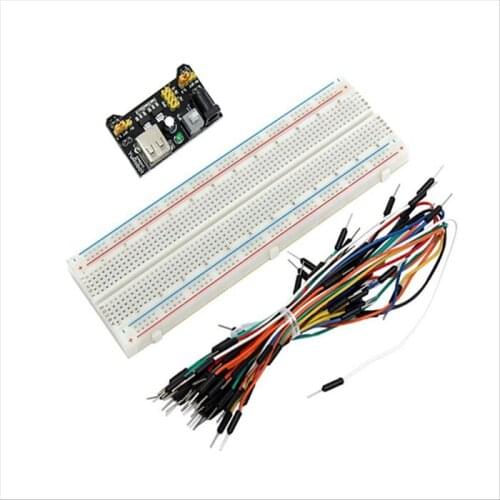 3.3V/5V MB102 Breadboard Power Module+MB-102 points Solderless Prototype Bread Board Kit +65 Flexible Jumper Wires