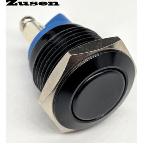 Zusen 16mm momentary Black metal push button waterproof switch