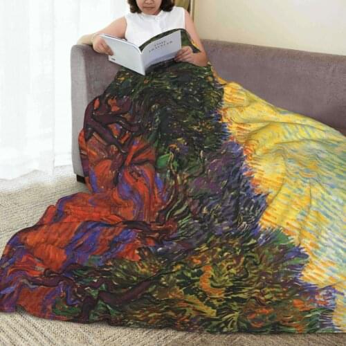 Soft warm flannel Van Gogh blanket Monet Painting blankets for airplane travel Bedspread Wrap