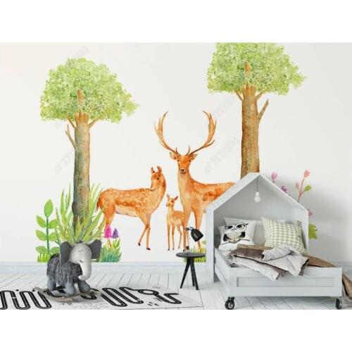 Custom mural 3d photo wallpaper Elk family big tree childrens room home decor living room wallpaper for walls 3 d in rolls