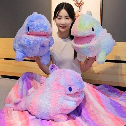 New Flannel Color Changing Dinosaur Doll Pillow 60cm Home Car Dual Purpose Rainbow Doll Air Conditioning Blanket 100x150cm