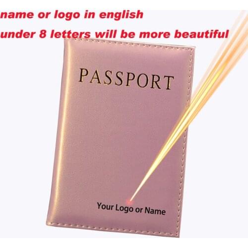 Customize Name Passport Cover Travel Women Pu Leather Coves For Passports Travel Wallet Fashion Cute Pink Girl Case Passport New