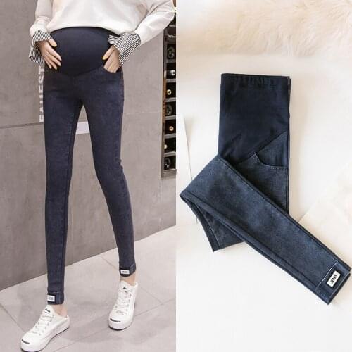 Maternity Clothes Trousers Skinny Pants Denim Slim Maternity Leggings Support Abdomen Elastic Waist Spring