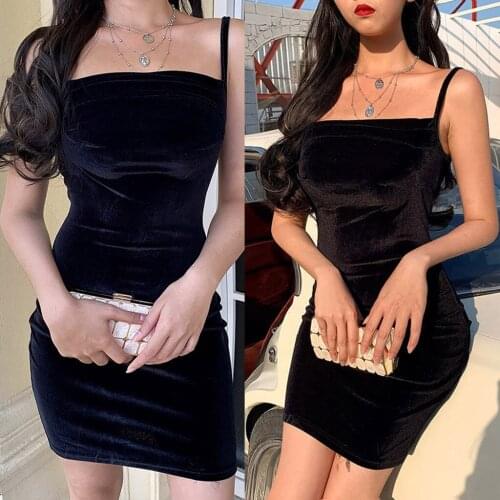 Solid color suede suspender off shoulder slim fit open backpack hip womens dress French small black skirt new slim fit SAGACE