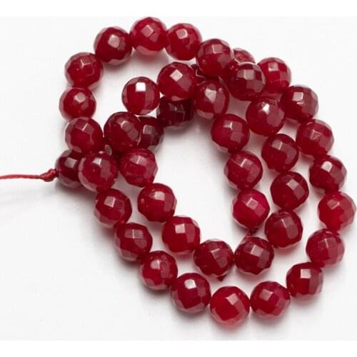 Wholesale Faceted Red Jades Beads Natural Stone Loose Beads for Jewelry Making 4 6 8 10 12mm DIY Bracelet Necklace Earrings