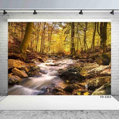 Autumn Forest River Fall Woods Tree Backdrops Baby Young Portrait Natural Scenic Photography Backgrounds Photocall Photo Studio
