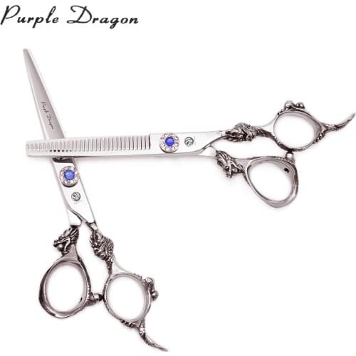 Scissors Hair Professional Wholesale Purple Dragon 6" JP 440C Hairdressing Scissors Shiny 9004# Barber Hair Cutting Scissors