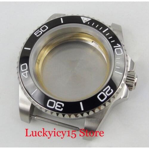 Fit for MIYOTA Automatic Movement 40mm Watch Case With Ceramic Bezel Sapphire Glass Brushed Case