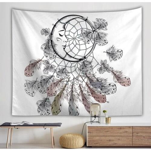 Psychedelic Aesthetic Witchcraft Mandala Dreamcatcher Moon Tapestry Wall Hanging Boho Hippie Bohemian Decor Bedroom Nordic Style