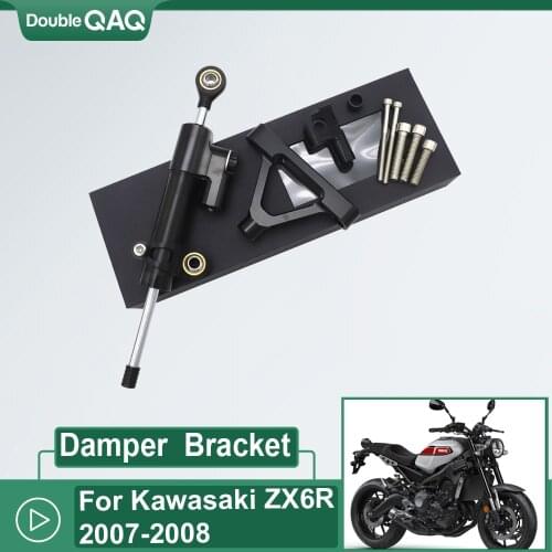 CNC Motorcycle Adjustable Steering Stabilize Damper Bracket Mount kit For Kawasaki ZX6R ZX 6R 07 08 Moto Steer Support