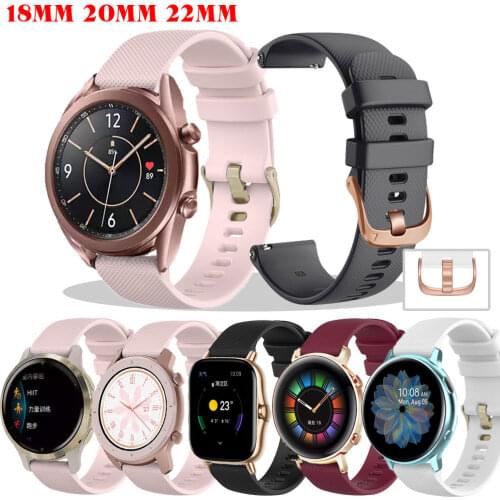 18 20 22mm Silicone Band For Samsung Galaxy watch 3 46 42 Active 2 40 44 Gear S3 S2 Bracelet Huawei GT GT2/Garmin Venu 2S Strap