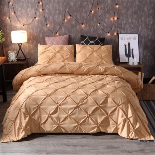Luxury Duvet Cover Bedding Set Pinch Pleat 2/3pcs Twin/Queen/King Size Comforter Bedclothes With Pillowcase