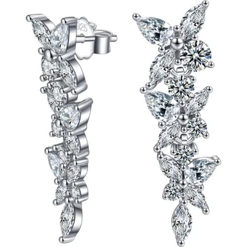 925 Sterling Silver Marquise Cut Four-leaf Clover Earrings Fashion Wedding Jewelry Birthday Gift