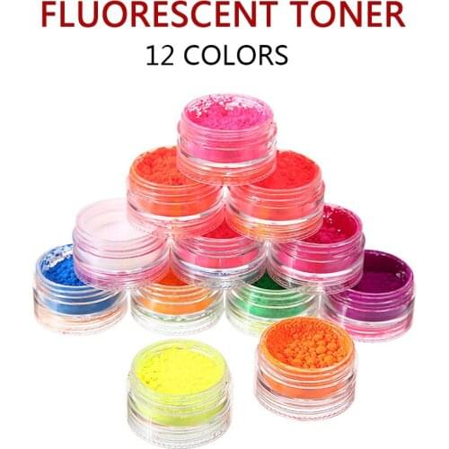 12PCS Nail Luminous Powder Phosphor Colorful Neon Pigment Dust Gradient Iridescent Set For Disco Dancing Manicure Nail Art