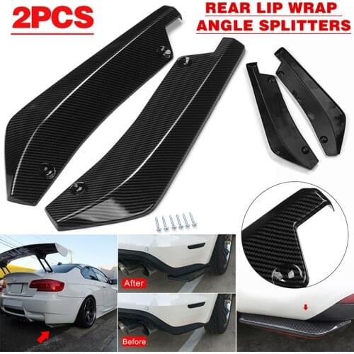 Universal 1 Pair Glossy Carbon Fiber Car Bumper Fin Canard Splitter Diffuser Spoiler Lip Anti-Scratch Protector Angle