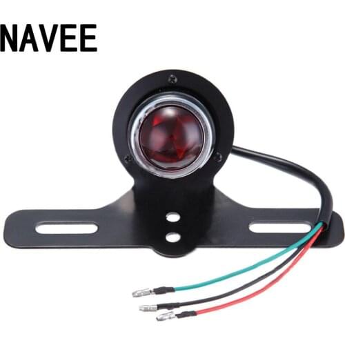 Universal License Plate Motorcycle Brake Tail Lamp 12V Red Lens Tail Light for Chopper Bobber Cafe Racer Car Lighting Lamp