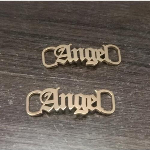 Gothic Angel Letter Shoelace Charm Running Shoe Stainless Steel Baby Girl Shoe Tags Jewelry Women Summer Gift