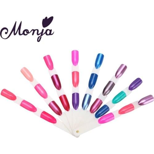 Monja 150pcs Nail Art Fan Shape Practice Nail Display Natural Chart Gel Polish Coloring Sample Training Removable Card Sticks