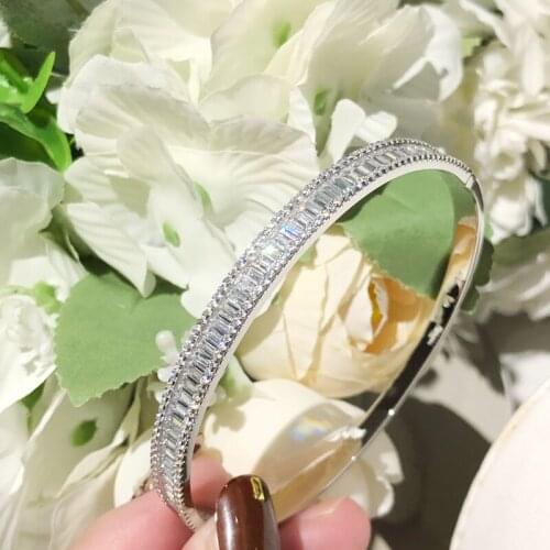 Womens high quality S925 sterling silver full ladder zircon bracelet fashion noble boutique Valentines Day gift