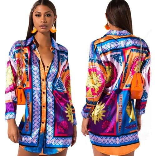 Women Full Shirt Striped Single Breasted V-neck Print Cardigan Womens Casual Blue Top 2021new Spring/fall Fashion High Street