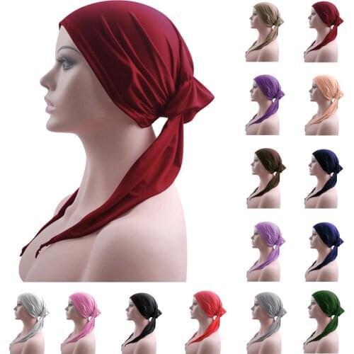Women Solid Turban Bonnet Head Scarf Headwear Muslim Cancer Hat Chemo Cap Headscarf Hair Loss Covers Beanie Wrap Inner Caps Hats